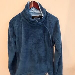 Mountain Hardwear Women M Blue High Pile Fleece Pullover Funnel Neck Cozy Jacket